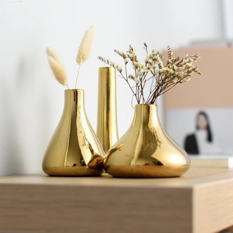 Vaso de Cerâmica Luxo Dourado para Decoração