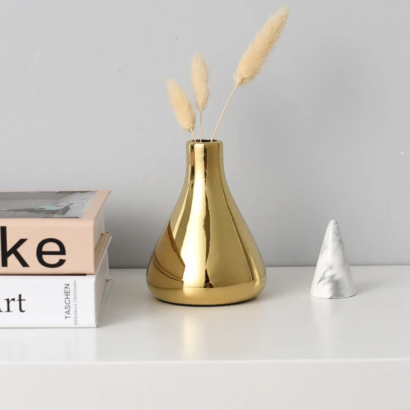 Vaso de Cerâmica Luxo Dourado para Decoração