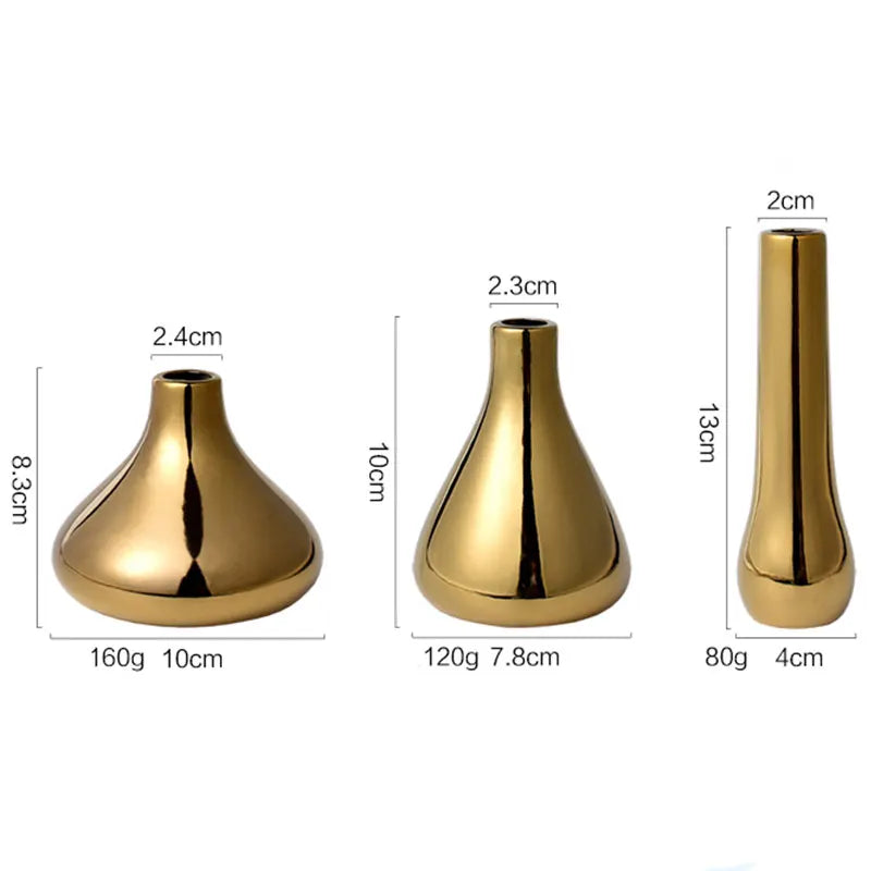 Vaso de Cerâmica Luxo Dourado para Decoração