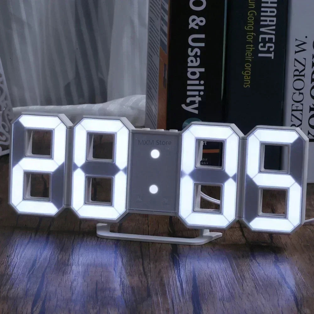 Relógio Digital 3D LED com Modo Noturno