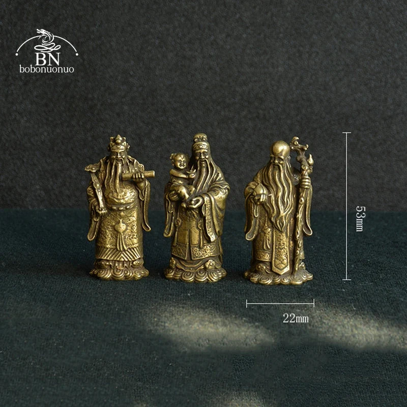 Miniatura Três Deuses Chineses em Cobre