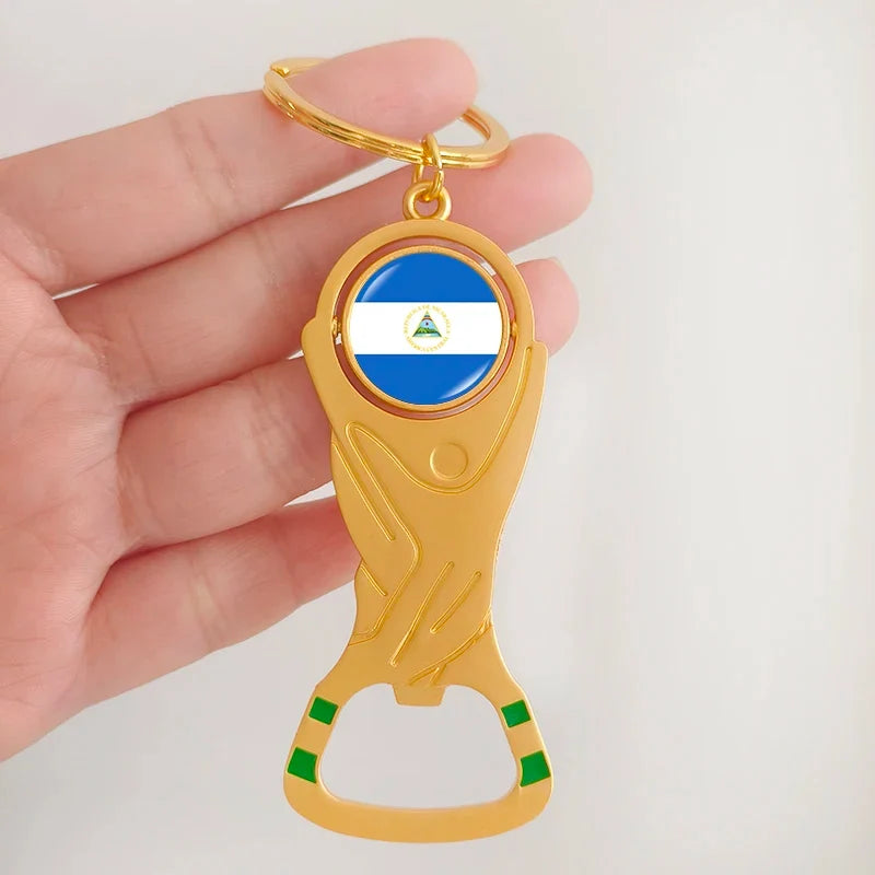 Chaveiro Abridor de Garrafa Dupla Face com Bandeiras