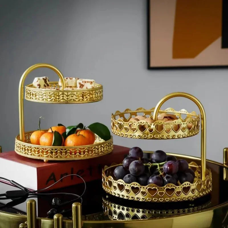 Fruteira Nórdica Elegante de Camada Dupla para Doces e Frutas
