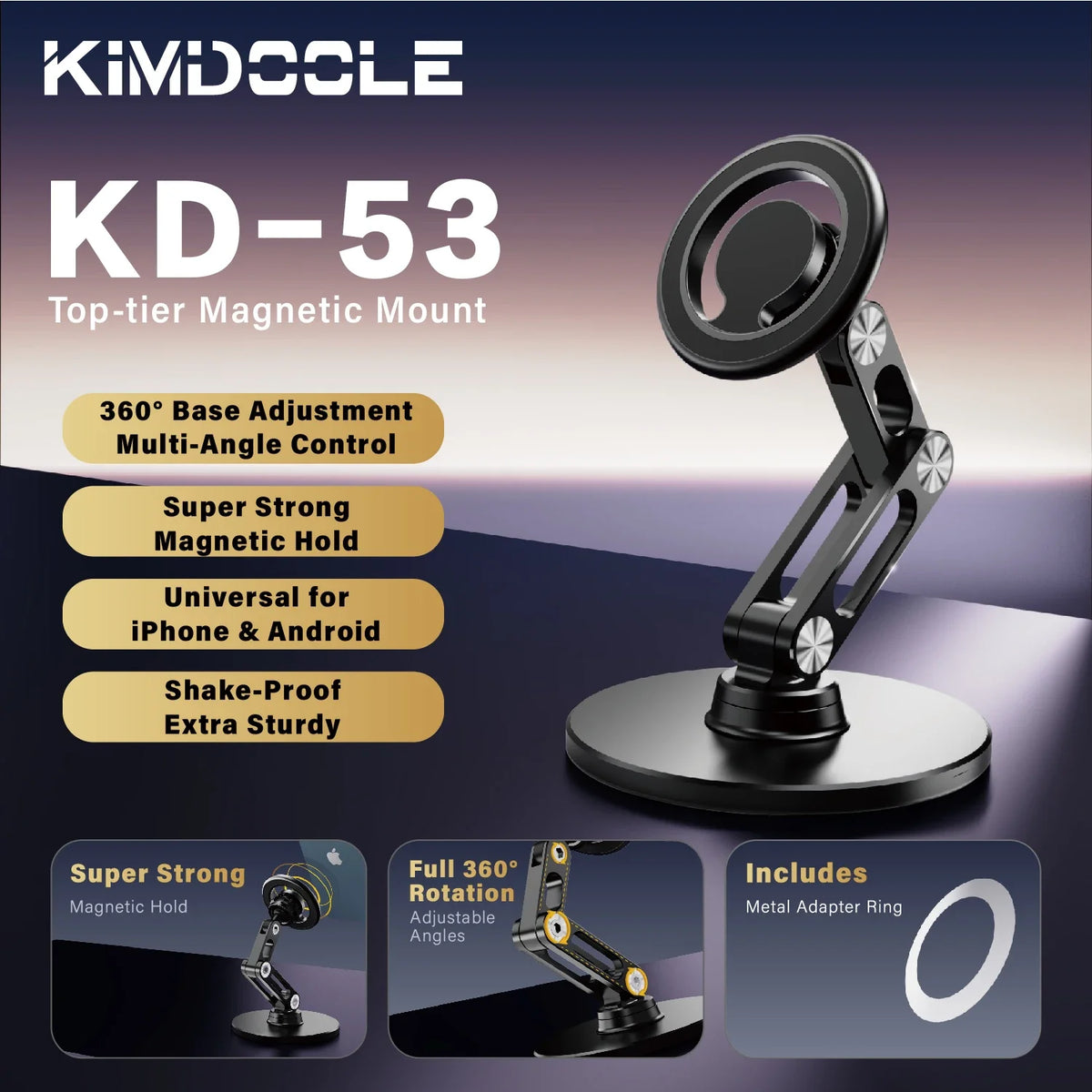 Suporte Magnético Rotativo 360° para Smartphones
