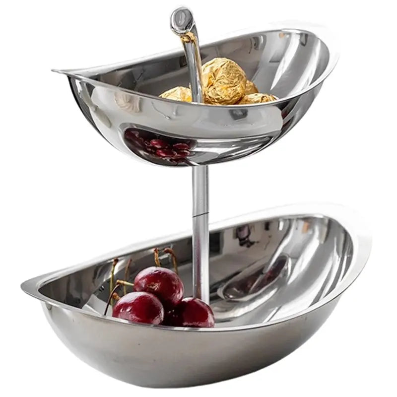 Fruteira Oval Elegante de Aço Inoxidável Aihem