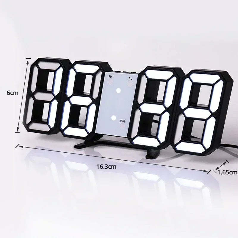 Relógio Digital 3D LED com Modo Noturno