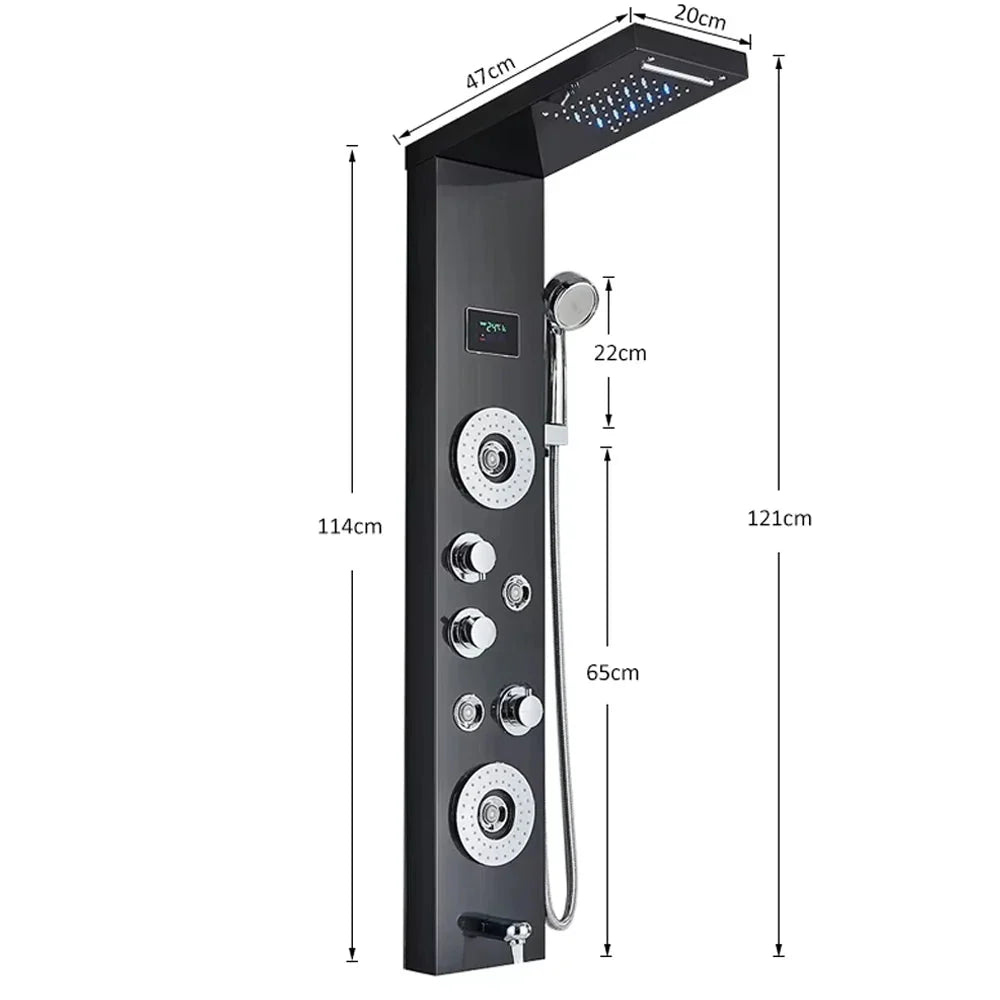 Painel de Chuveiro LED com Massagem e Display Digital