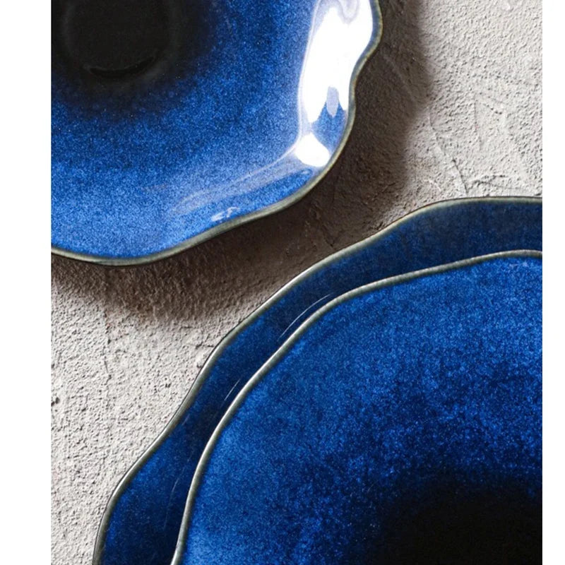 Prato Cerâmico Azul Olho de Gato
