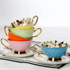 Conjunto de Xícara de Chá em Porcelana de Osso com Design de Borboleta