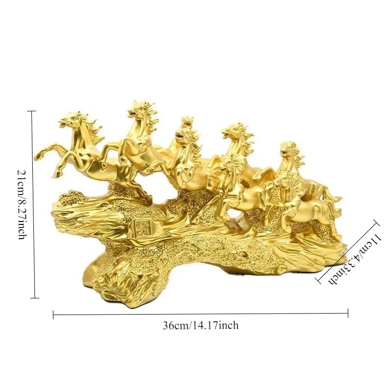 Escultura Oito Cavalos em Resina