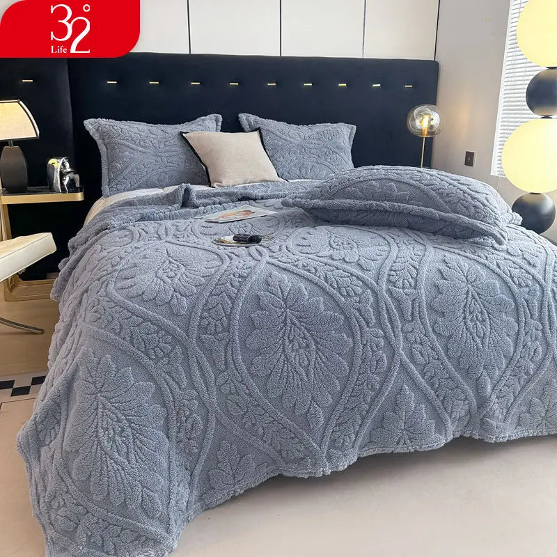 Cobertor Floral 3D de Lã Coral Quente