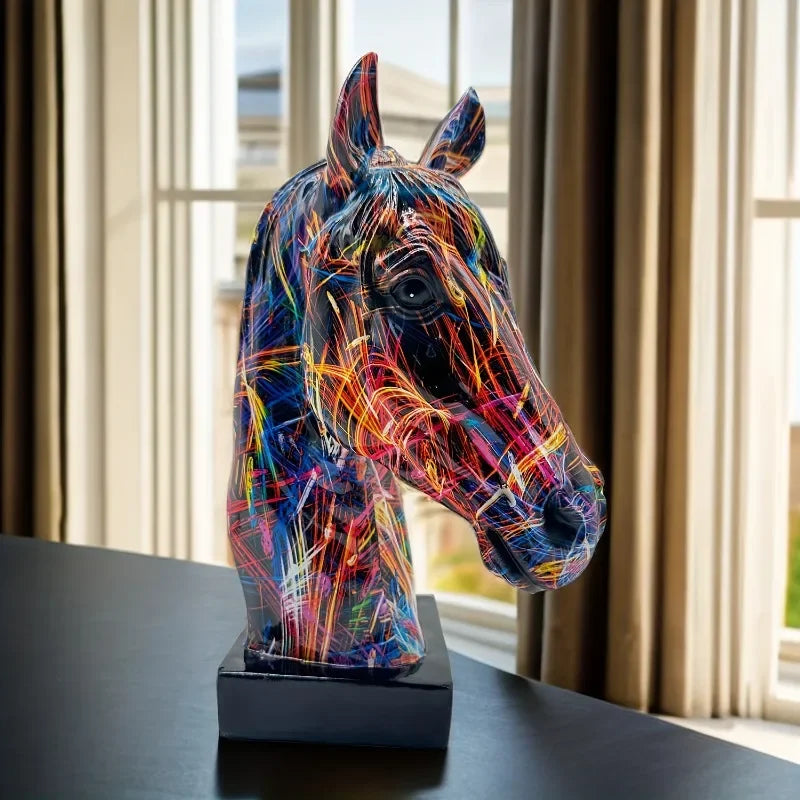 Escultura de Cavalo em Resina com Arte Graffiti