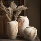 Vaso de Cerâmica Moteado Branco Retrô Elegante