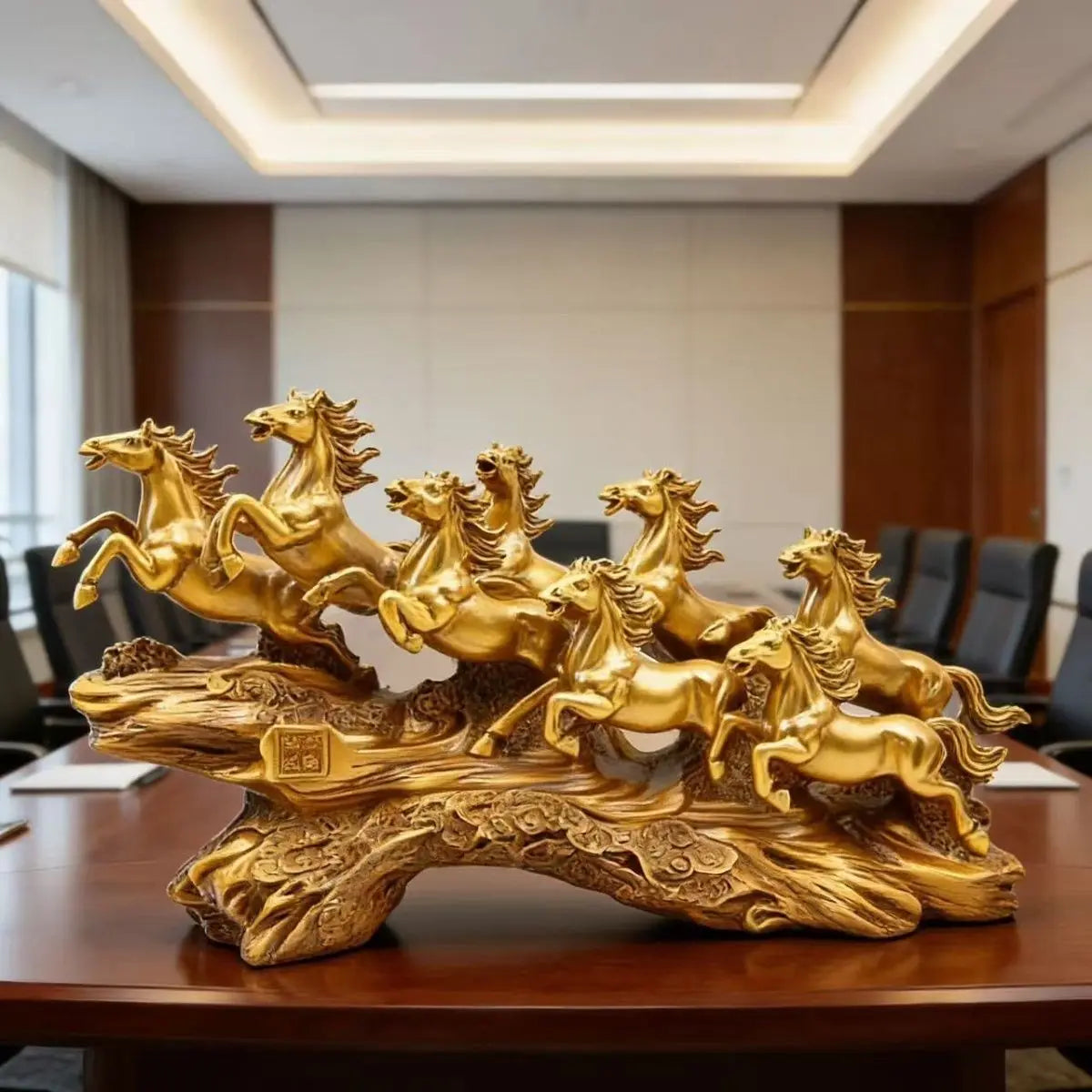 Escultura Oito Cavalos em Resina