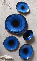 Prato Cerâmico Azul Olho de Gato