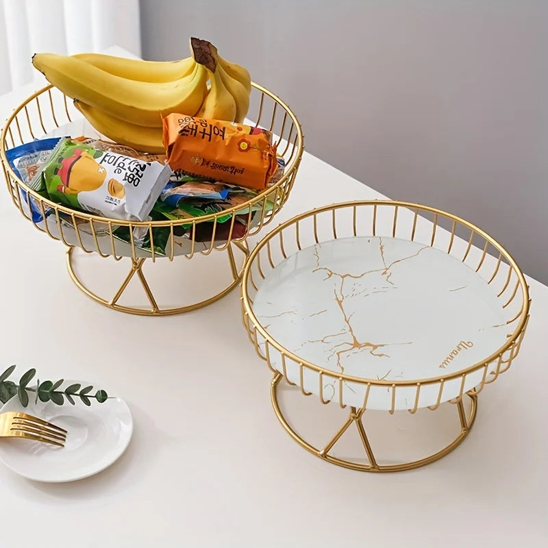 Fruteira em Metal com Design Geométrico