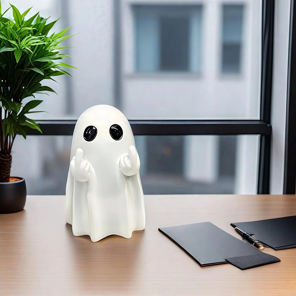 Estátua Decorativa de Fantasma com Gesto Divertido