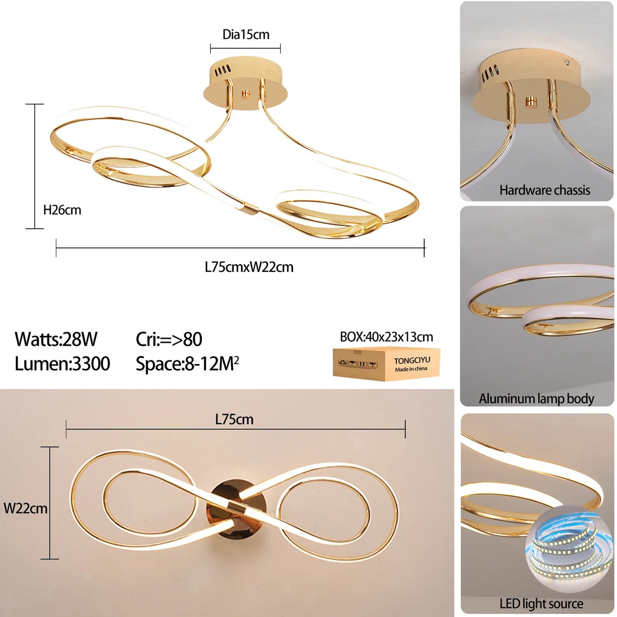 Luminária de Teto LED Regulável com Controle Remoto