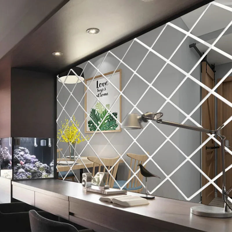 Espelho 3D Acrílico Auto-Adesivo para Decoração de Parede