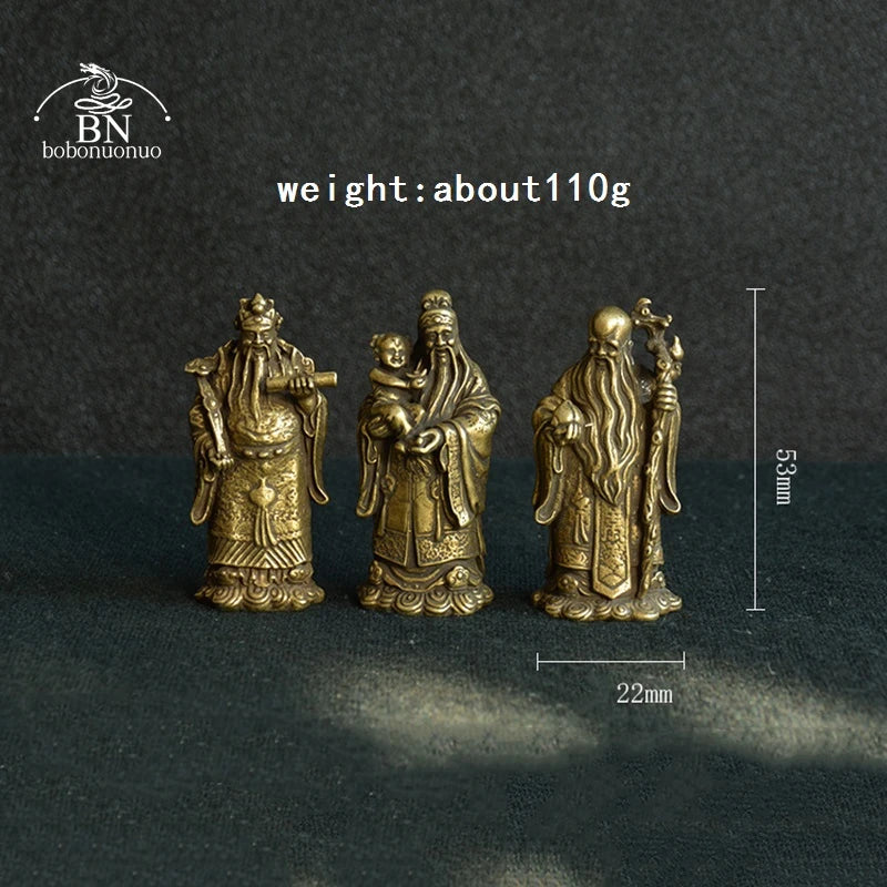 Miniatura Três Deuses Chineses em Cobre
