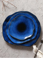 Prato Cerâmico Azul Olho de Gato