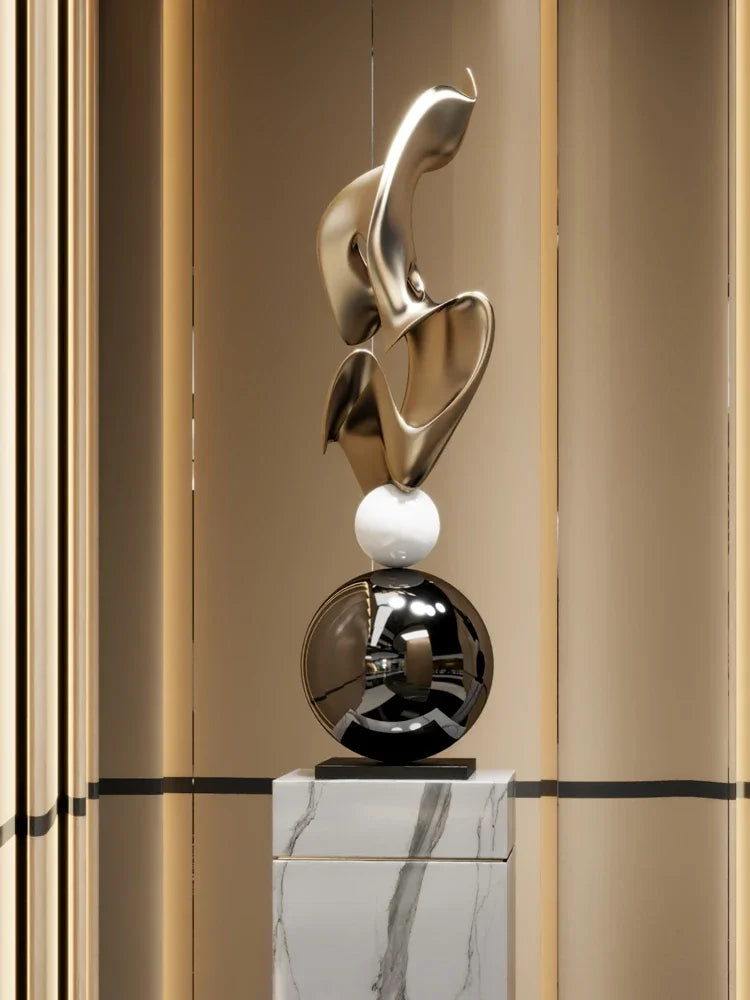 Escultura Geométrica de Luxo para Decoração Moderna