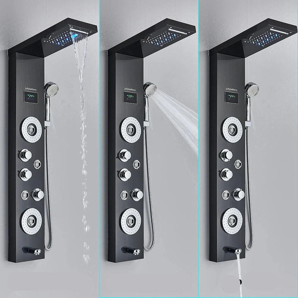 Painel de Chuveiro LED com Massagem e Display Digital