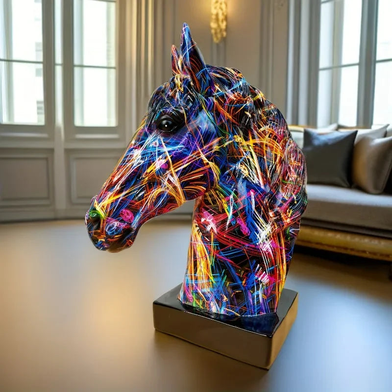 Escultura de Cavalo em Resina com Arte Graffiti