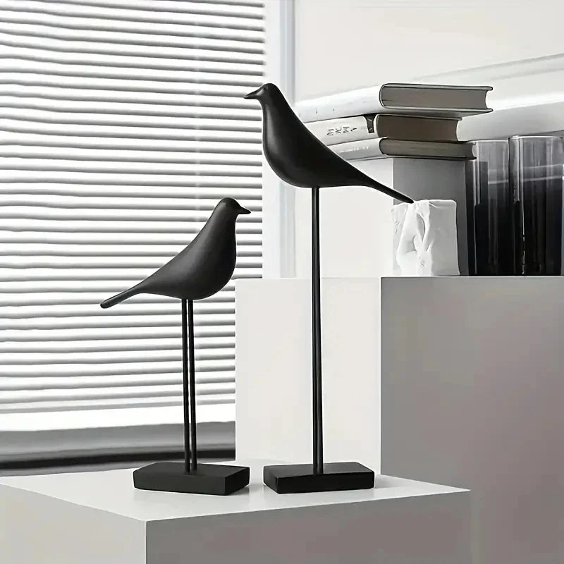 Pássaro Decorativo Nórdico em Resina