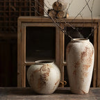 Vaso de Cerâmica Moteado Branco Retrô Elegante