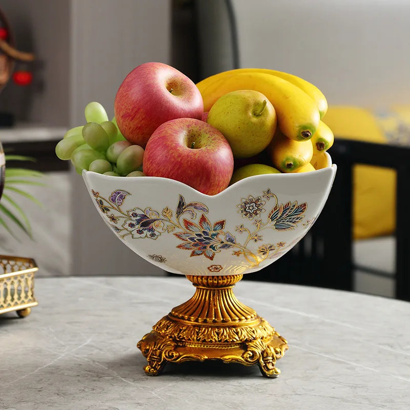 Fruteira Cerâmica Luxo com Pés Altos