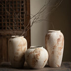 Vaso de Cerâmica Moteado Branco Retrô Elegante