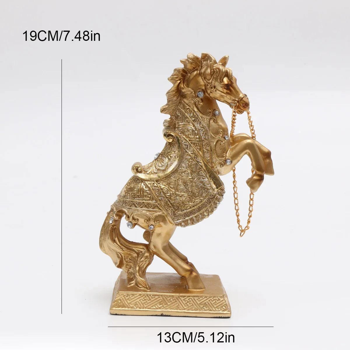 Estátua de Cavalo Majestic Golden