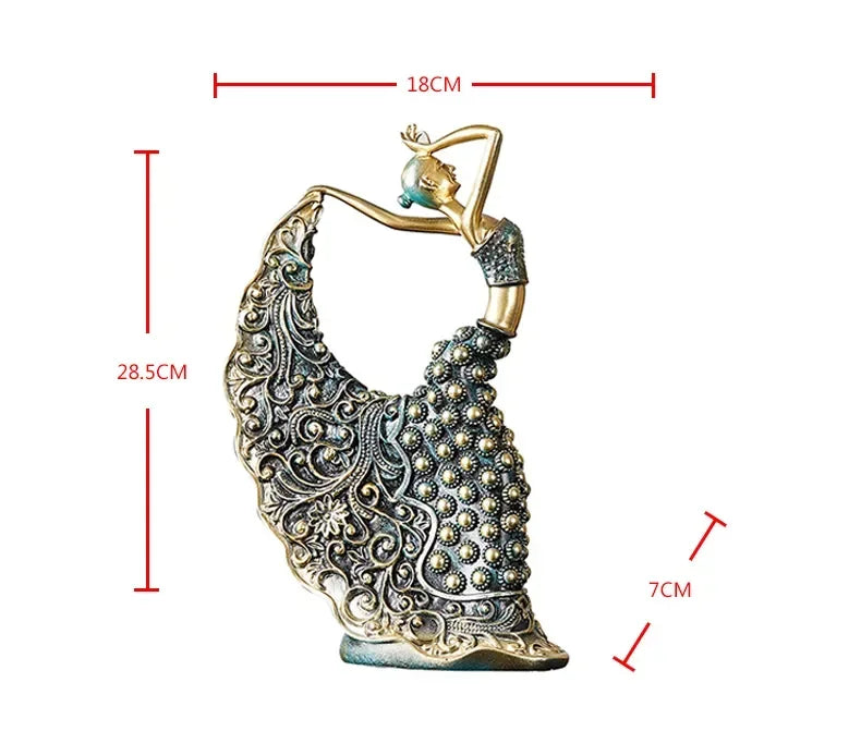 Escultura Bailarina Dança do Pavão em Resina