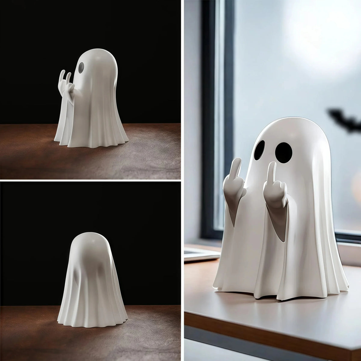 Estátua Decorativa de Fantasma com Gesto Divertido