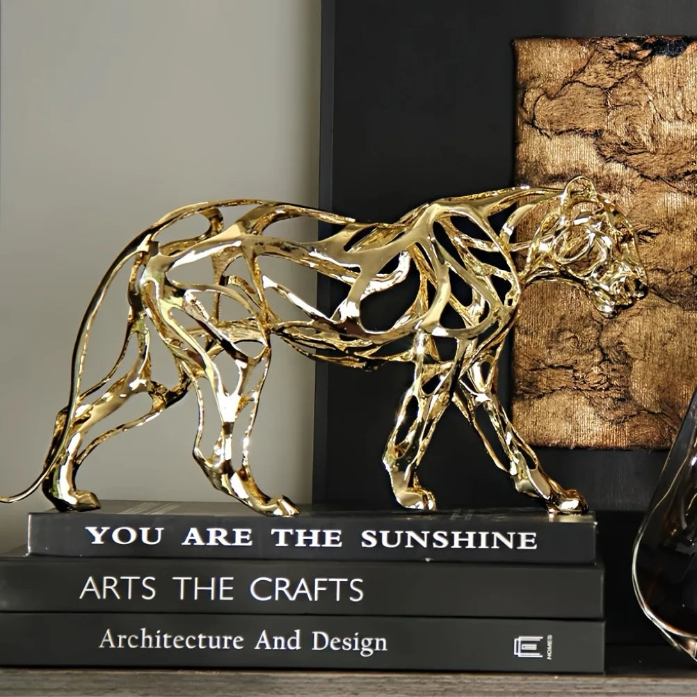Escultura Leopardo em Metal