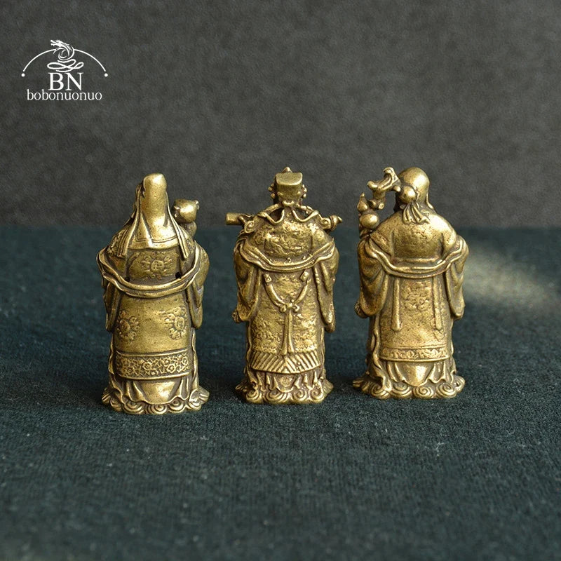 Miniatura Três Deuses Chineses em Cobre
