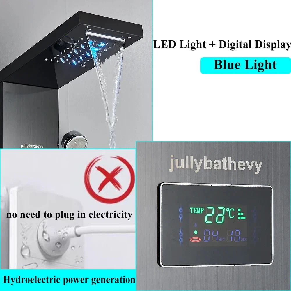 Painel de Chuveiro LED com Massagem e Display Digital