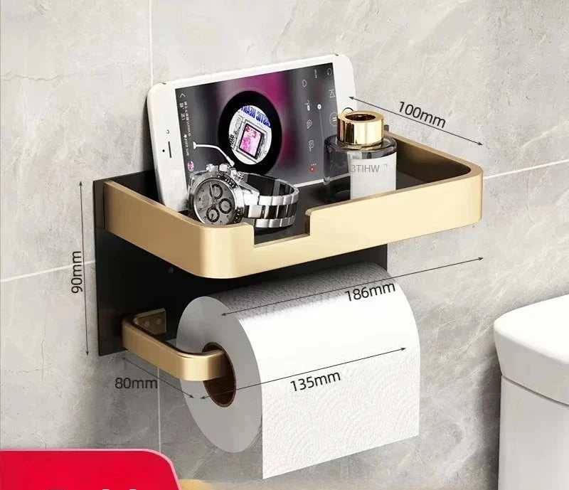 Suporte de Papel Higiênico Luxo com Prateleira