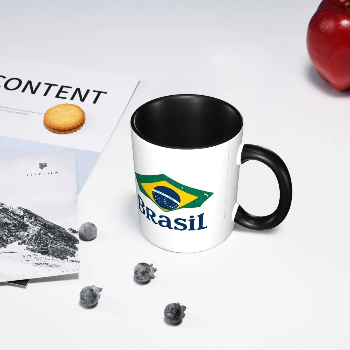 Caneca de Cerâmica com Bandeira do Brasil