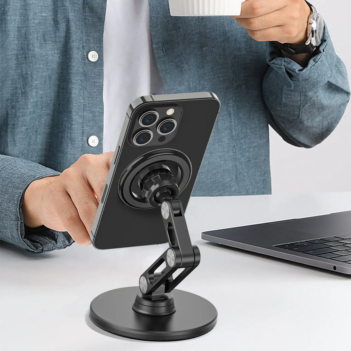 Suporte Magnético Rotativo 360° para Smartphones