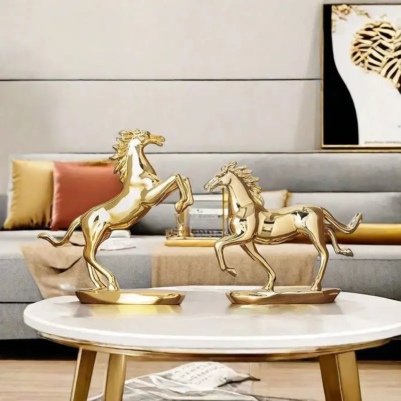 Escultura de Cavalo em Resina Eletrogalvanizada