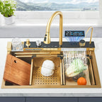 Pia de Cozinha em Aço Inoxidável com Display Digital e Torneira Cascata