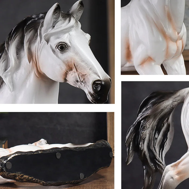 Escultura de Cavalo de Resina Vintage Estilo Chinês