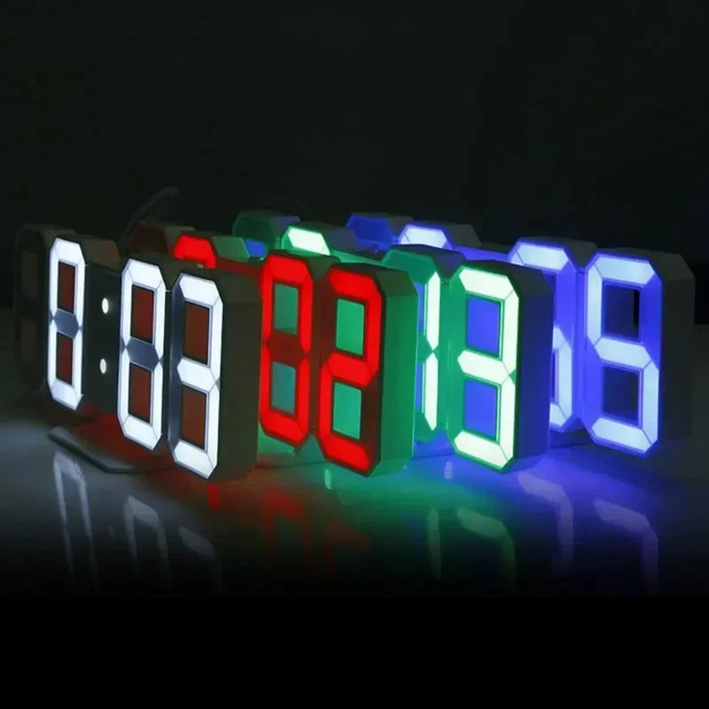 Relógio Digital 3D LED com Modo Noturno