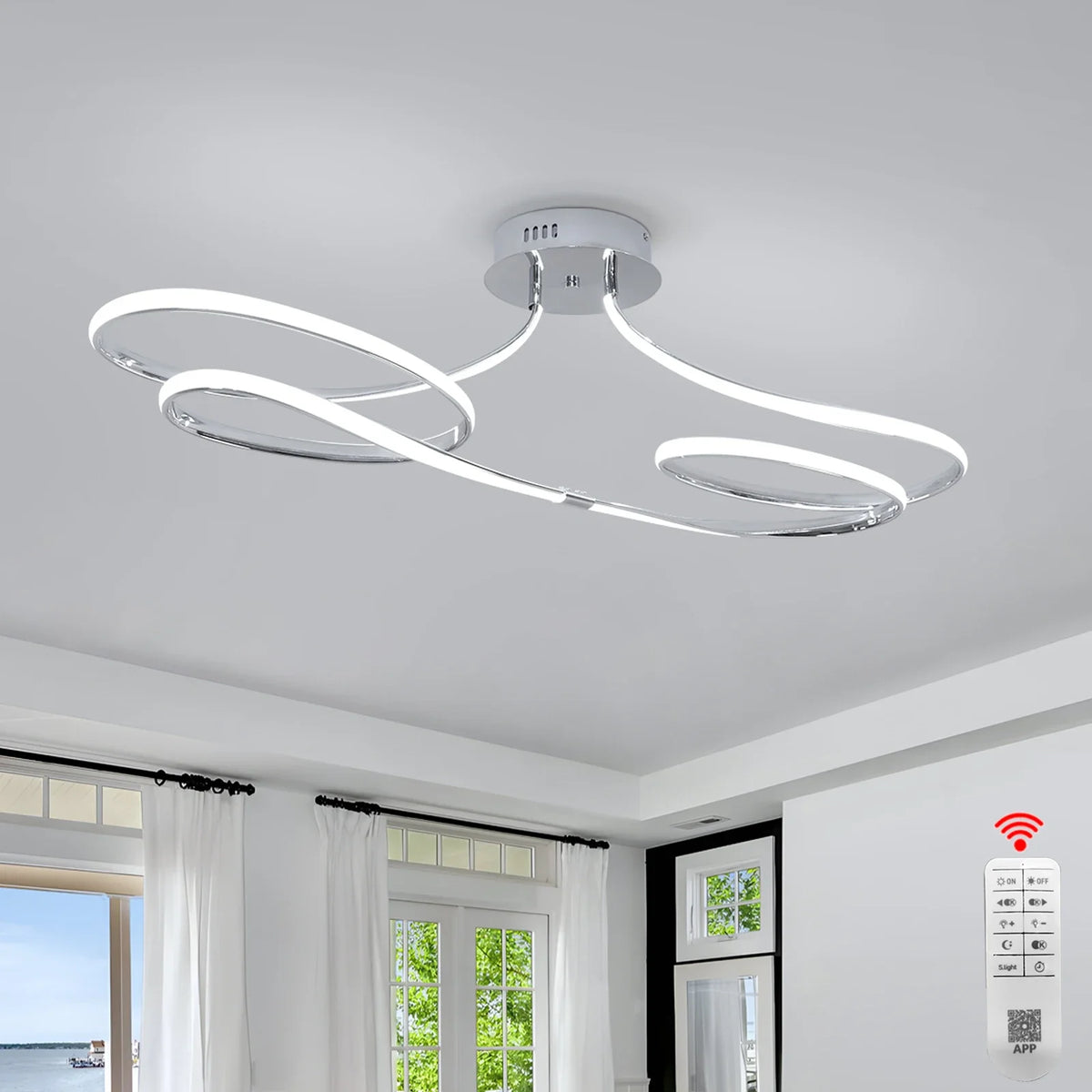 Luminária de Teto LED Regulável com Controle Remoto