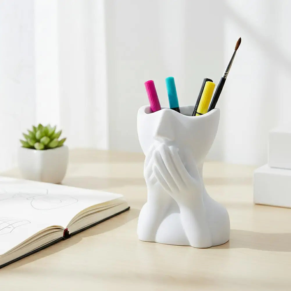 Organizador com Design Abstrato para Maquiagem e Canetas