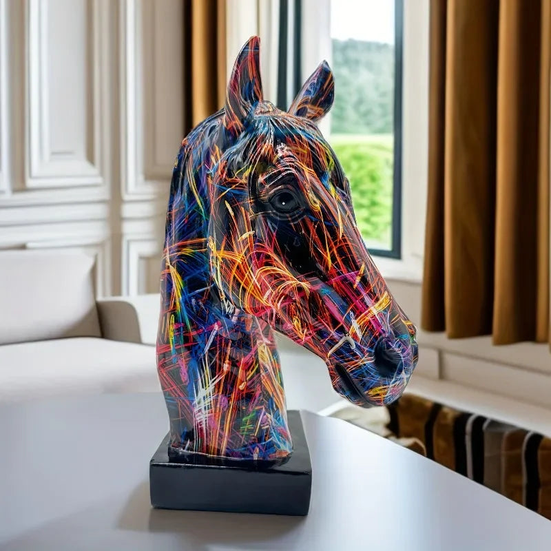 Escultura de Cavalo em Resina com Arte Graffiti