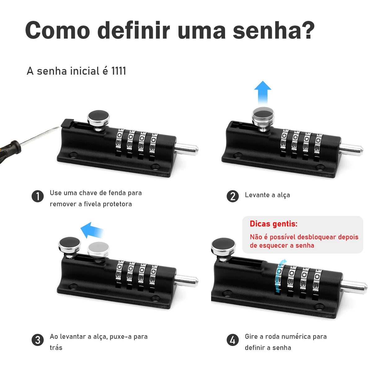 Fechadura de Combinação Antirroubo para Portas e Janelas