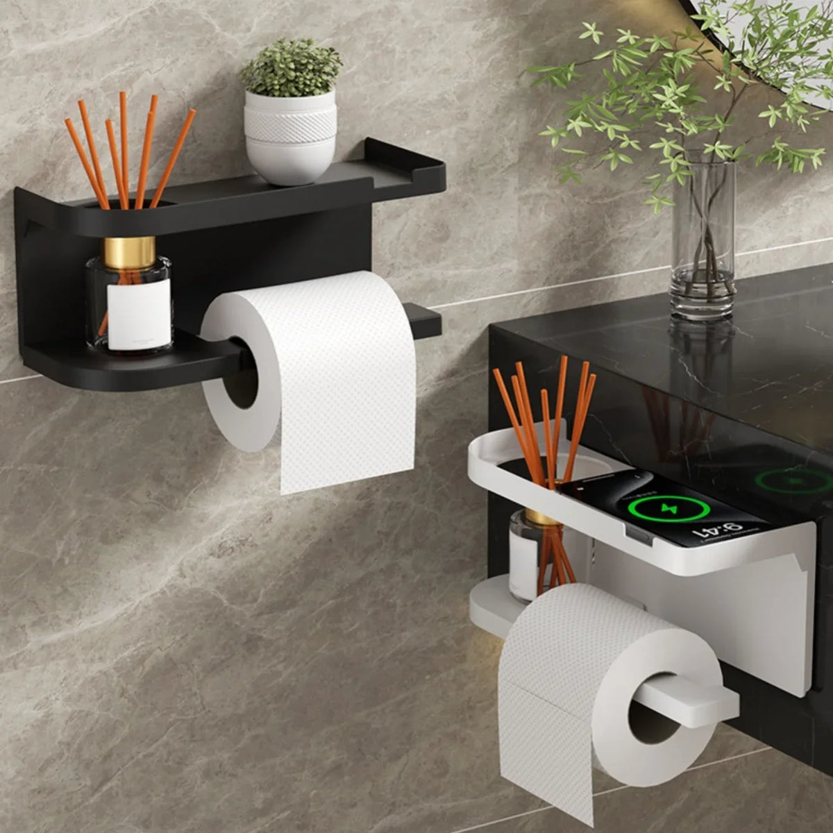 Suporte Autoadesivo de Papel Higiênico com Prateleira